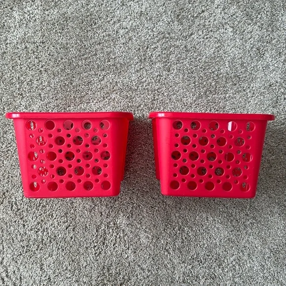 Red Plastic Storage Baskets (2) - Picture 5 of 7
